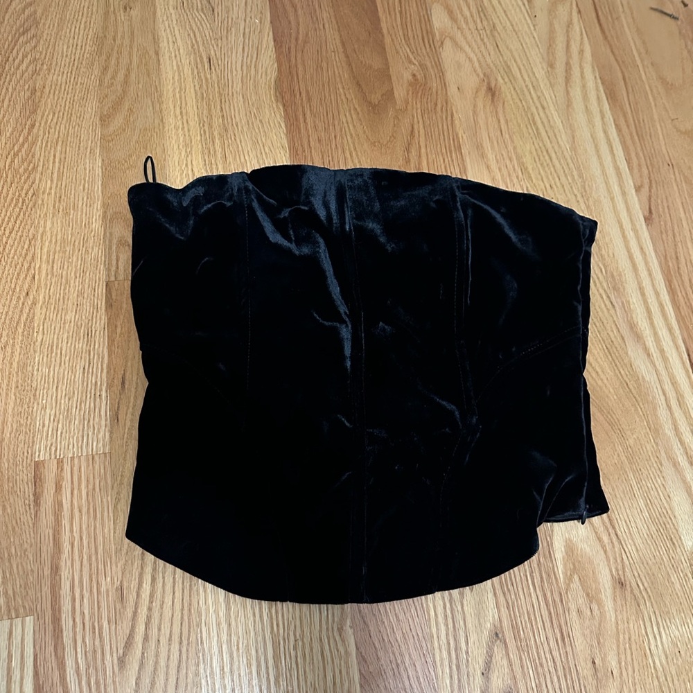Zara Black Velvet Corset Strapless Top